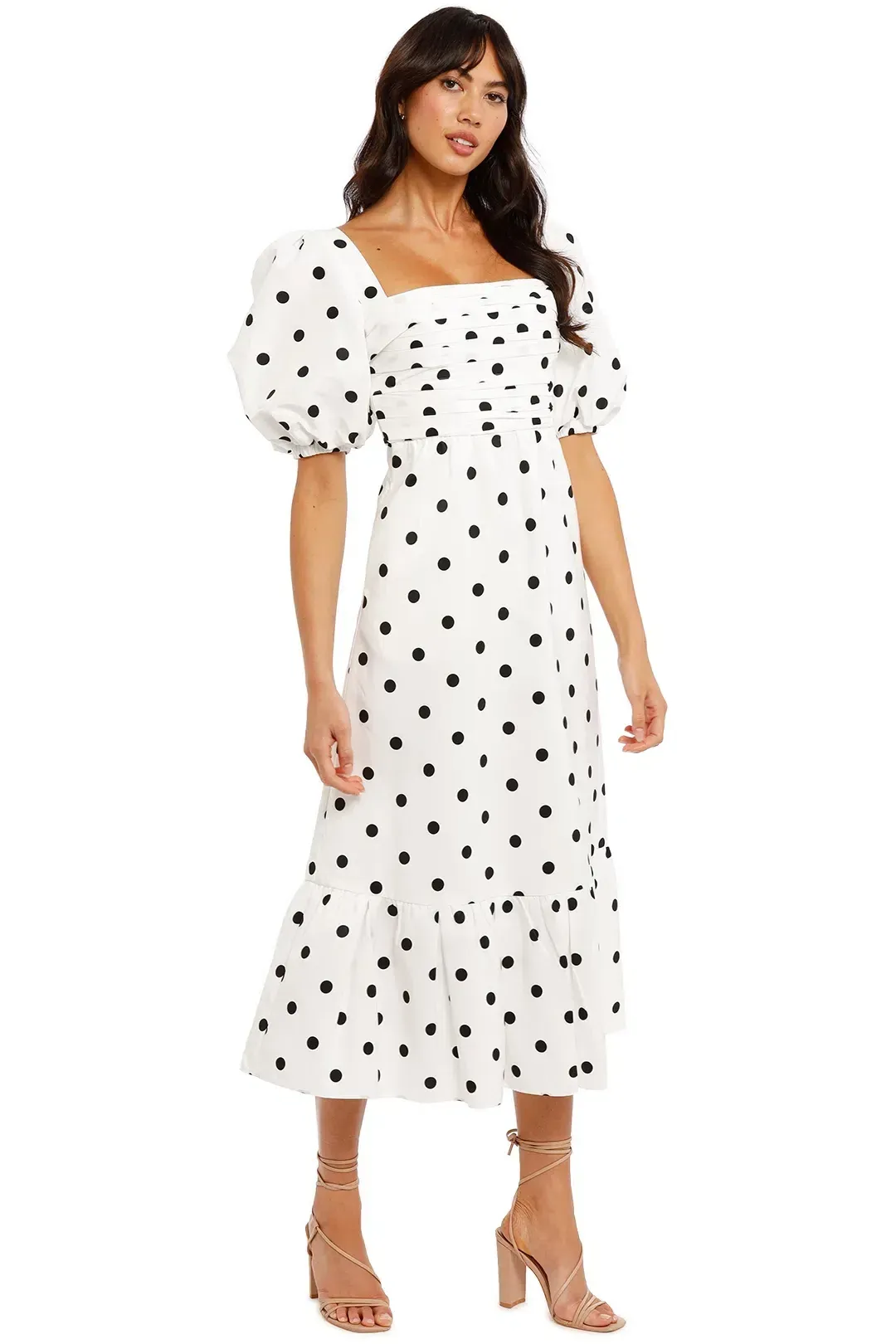 Self Portrait Polka Dot Midi Dress in White Size 6 for rent on The Volte - main image