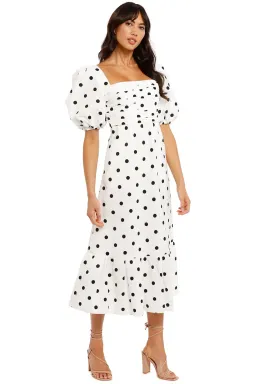 Self Portrait Polka Dot Midi Dress in White Size 6 for rent on The Volte - image 2