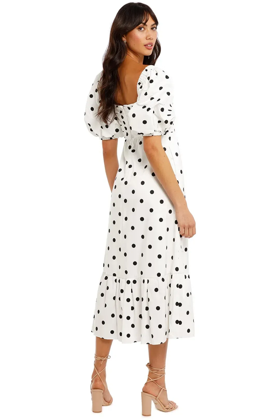 Self Portrait Polka Dot Midi Dress in White Size 6 for rent on The Volte - main image