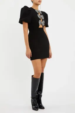 Rebecca Vallance Yvonne Bow Mini Dress in Black Size 10 for rent on The Volte - image 4