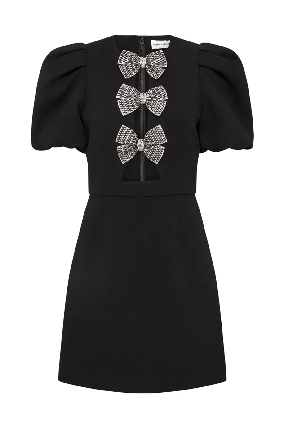 Rebecca Vallance Yvonne Bow Mini Dress in Black Size 10 - Image 6