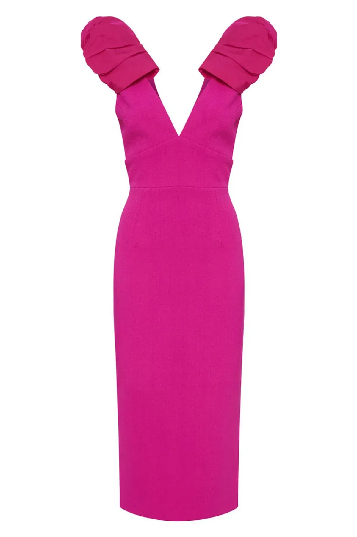 Rebecca Vallance Cupid's Bow Midi Dress in Hot Pink Size 8 - Image 4