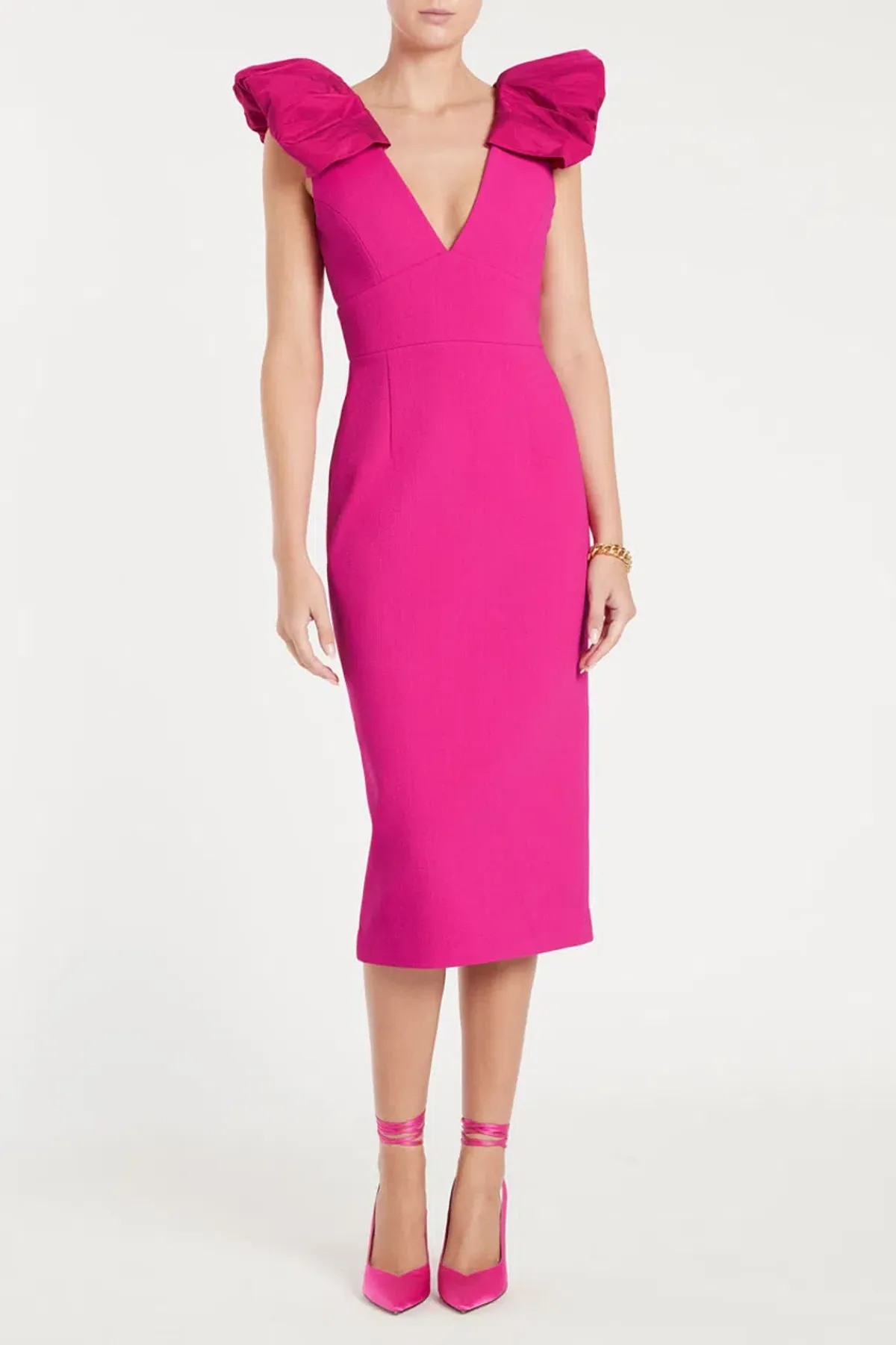 Rebecca Vallance Cupid's Bow Midi Dress in Hot Pink Size 8 - Image 3