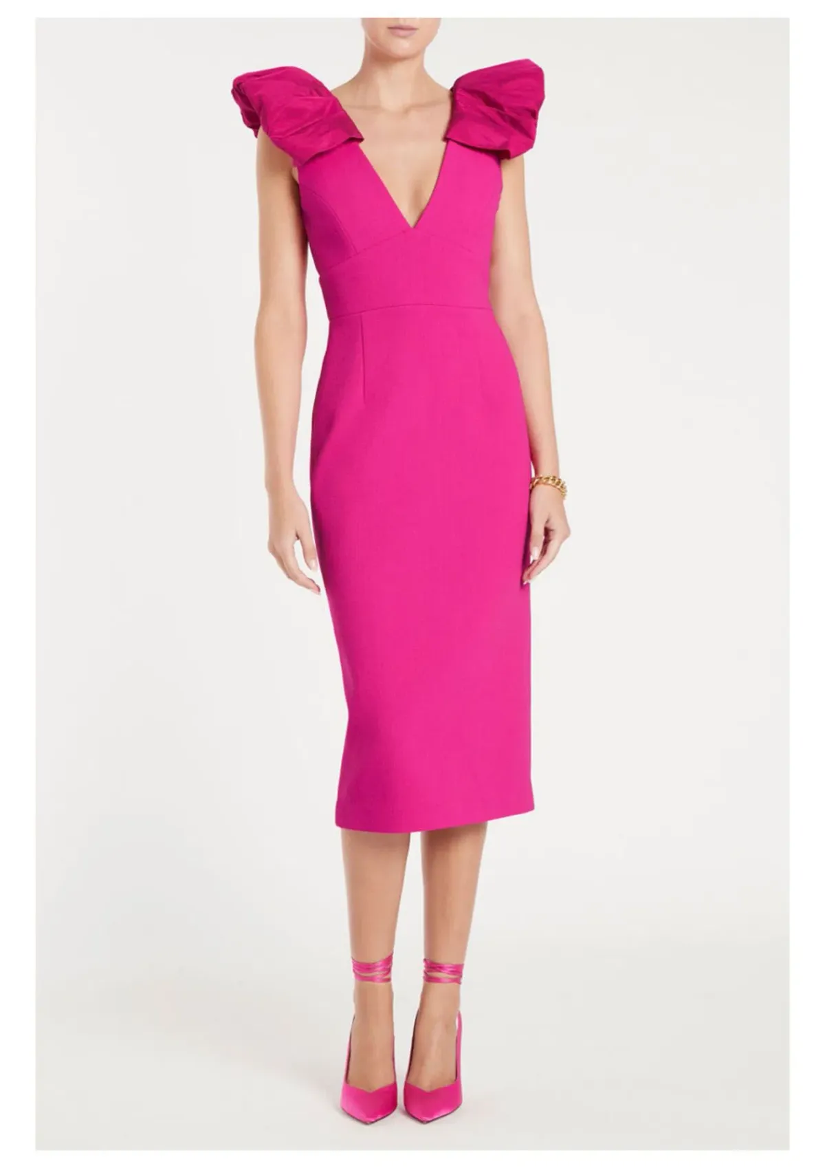 Rebecca Vallance Cupid's Bow Midi Dress in Hot Pink Size 8 - Image 1