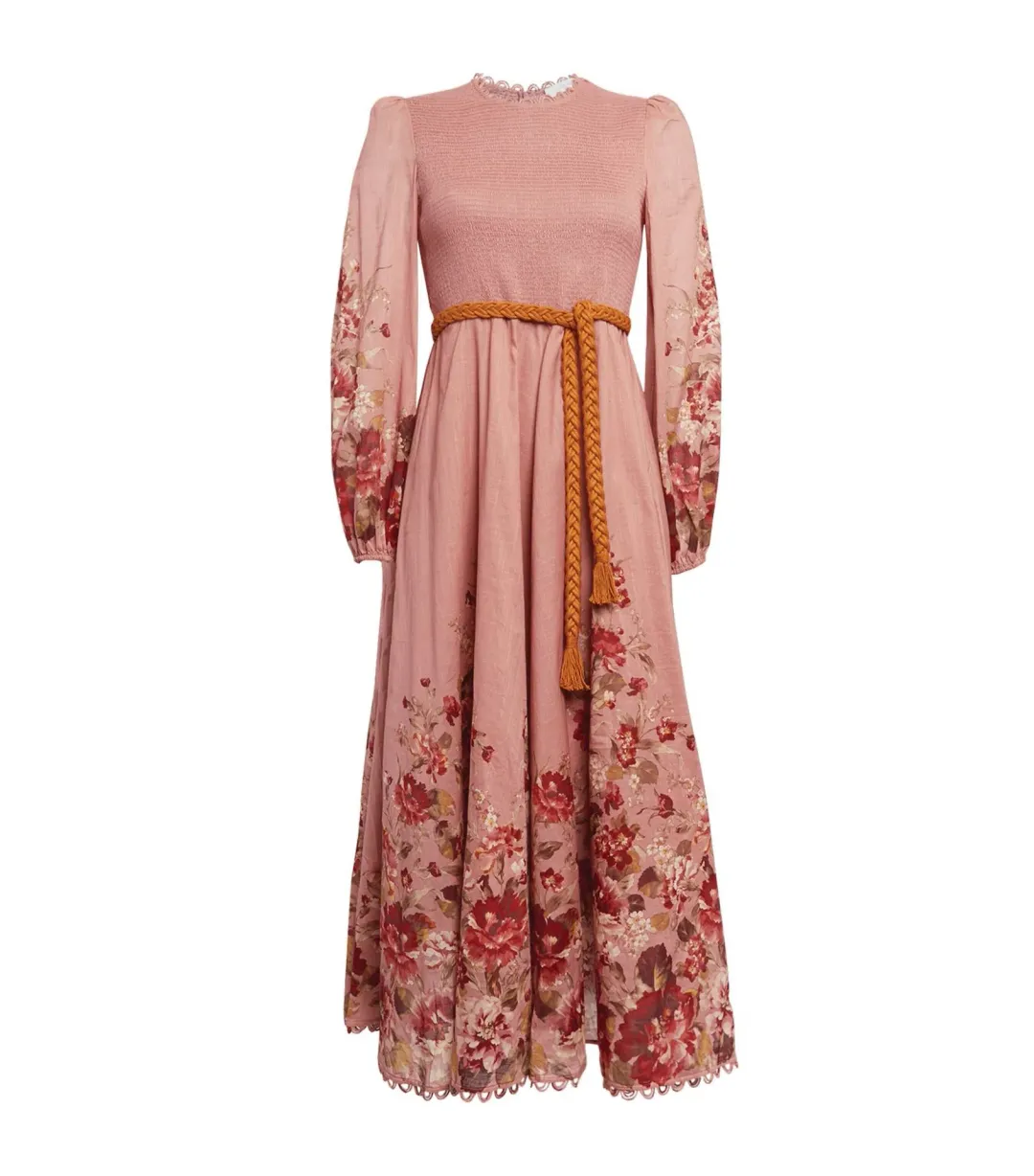Zimmermann Cassia Shirred Midi Dress Musk Floral Size 3 / AU 14 for rent on The Volte - main image