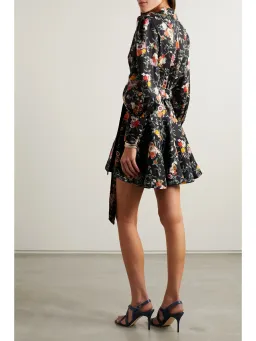 Zimmermann Mini Wrap Dress Elka Vine Black Print Size 1 / AU 10 for rent on The Volte - image 2