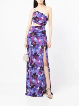 Rebecca Vallance Purple Rain Floral One Shoulder Gown Print Size AU 6 for rent on The Volte - image 1