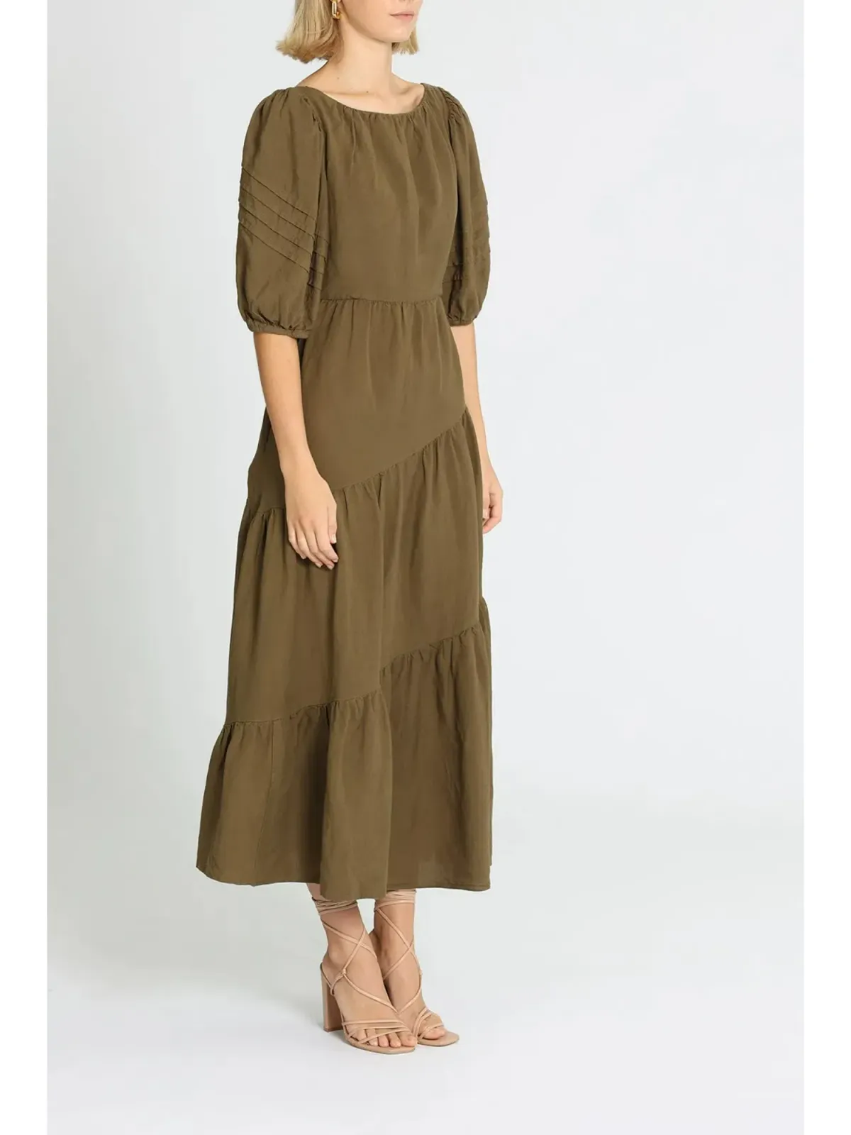 Shona Joy Juliana Midi Dress in Khaki Size AU 8 - Image 2