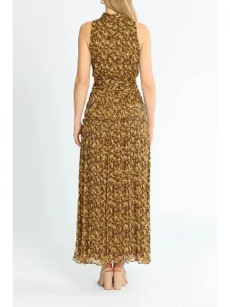 Shona Joy Carmela Sleeveless Midi Dress Khaki Print Size AU 6 for rent on The Volte - image 3