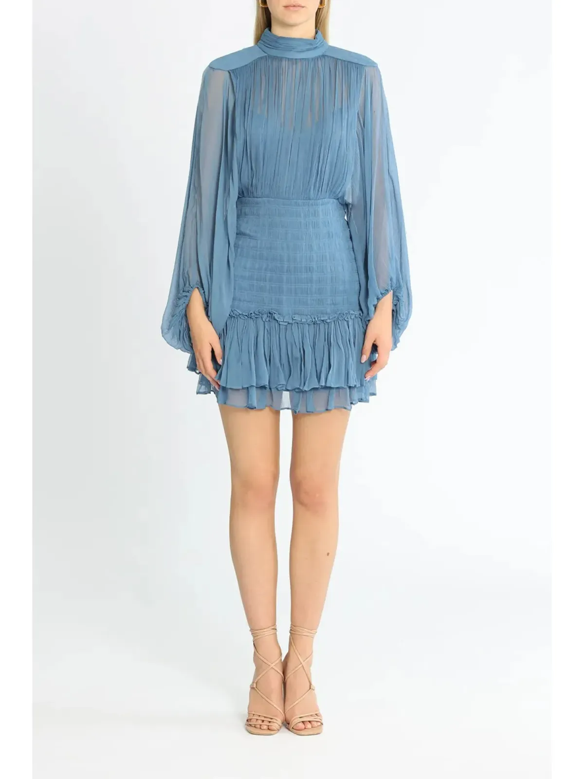 Shona Joy Noemi Ruched Mini Dress in Blue Size AU 8 - Image 1