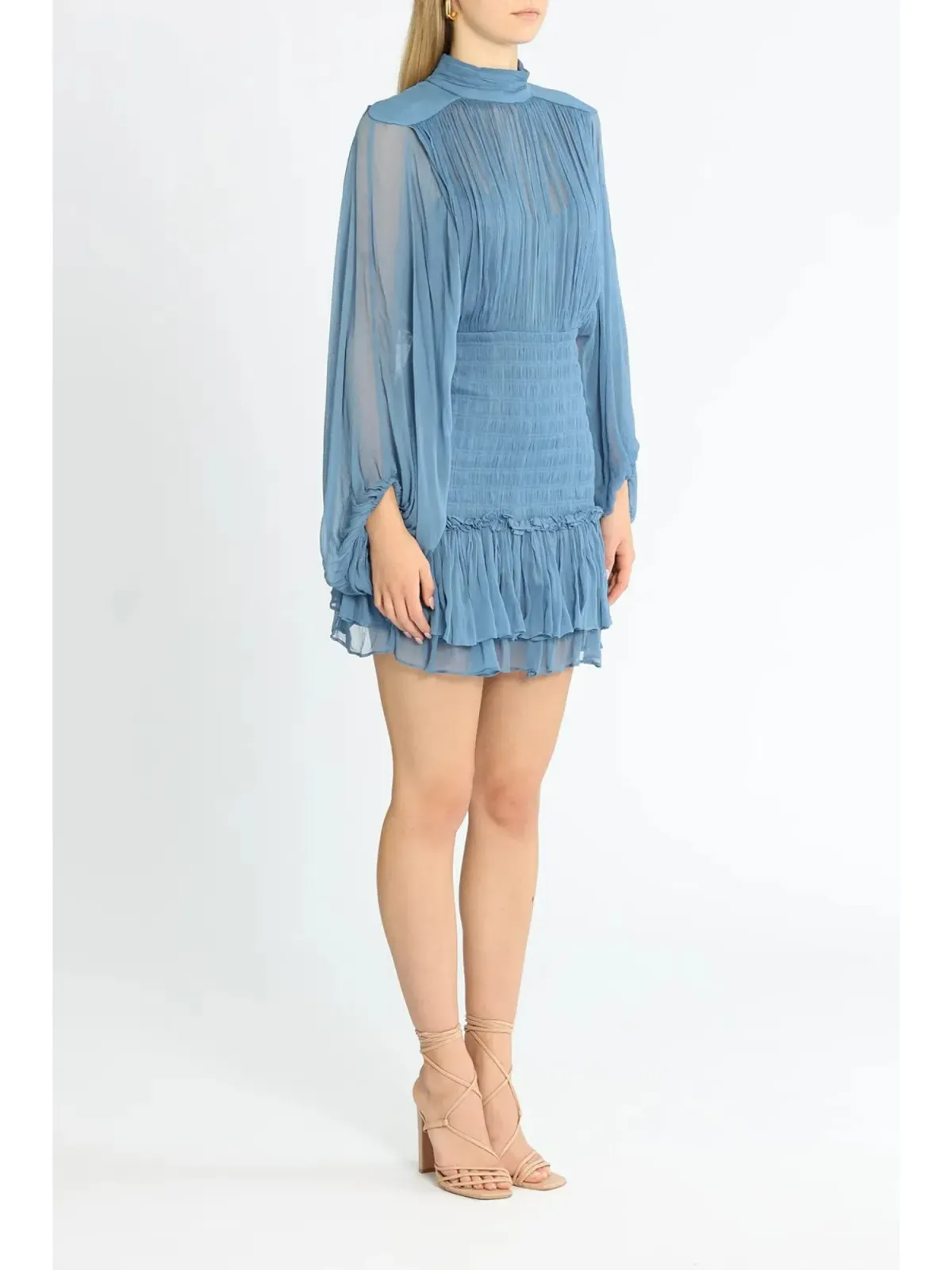 Shona Joy Noemi Ruched Mini Dress in Blue Size AU 8 - Image 2