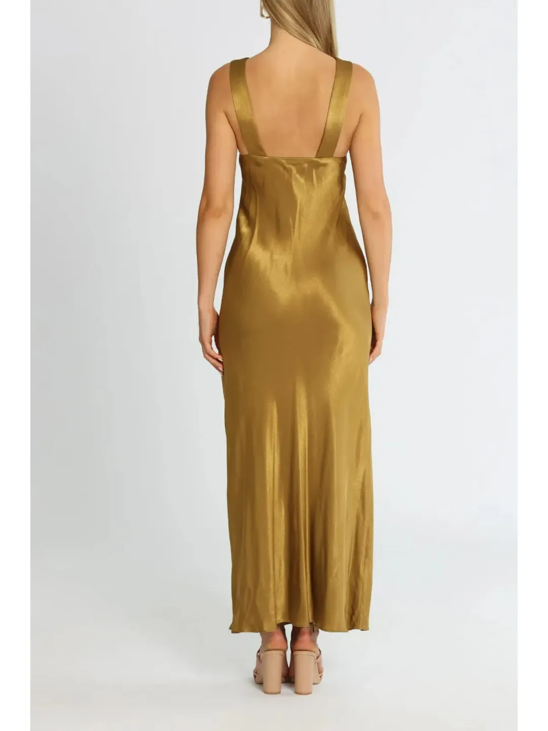 Shona Joy Giorgia Plunged Midi Dress in Olive Oil Size AU 14 for rent on The Volte - main image