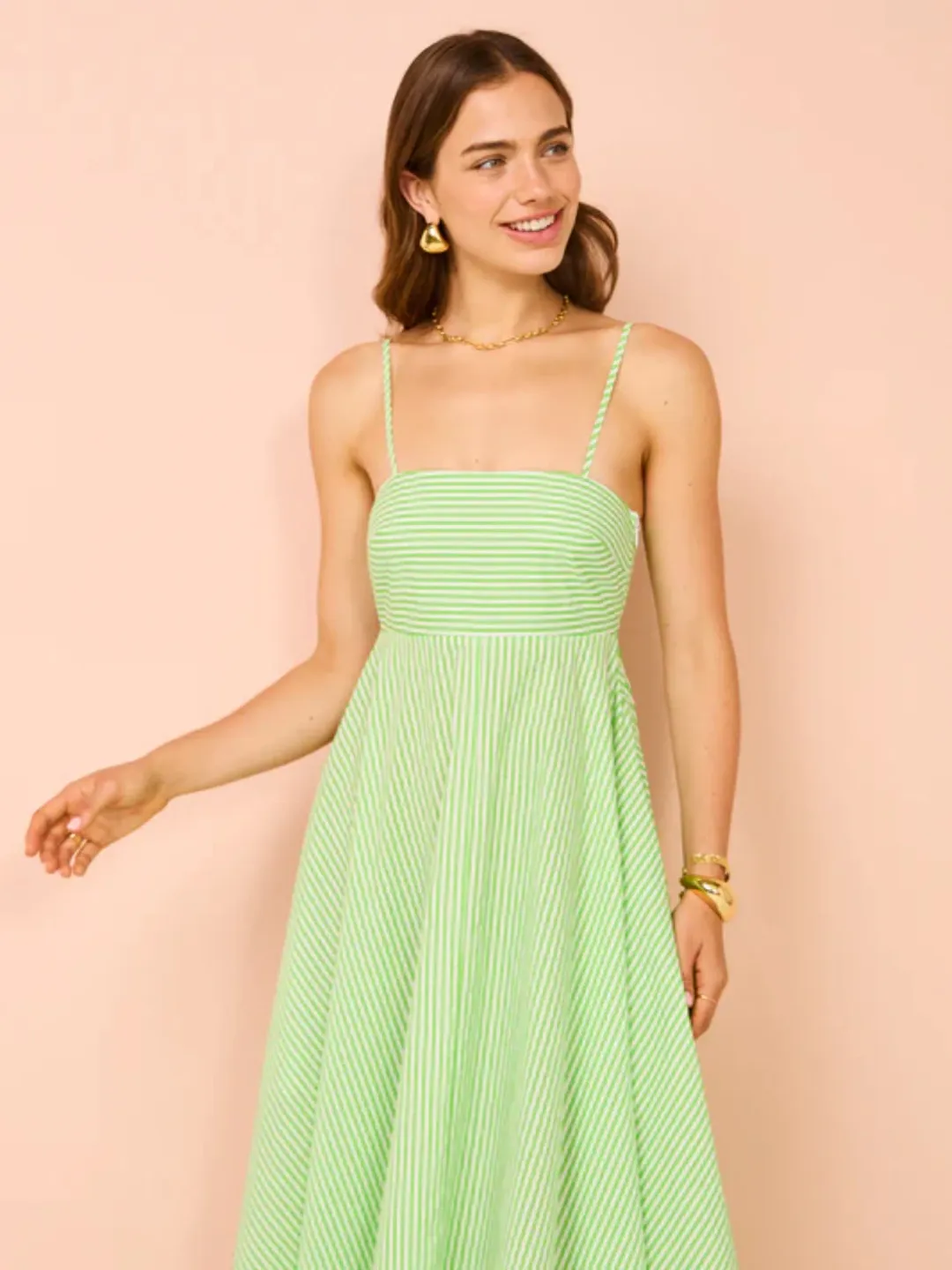 Aston Studio Rue Dress Lime Stripe Size AU 10 for rent on The Volte - main image