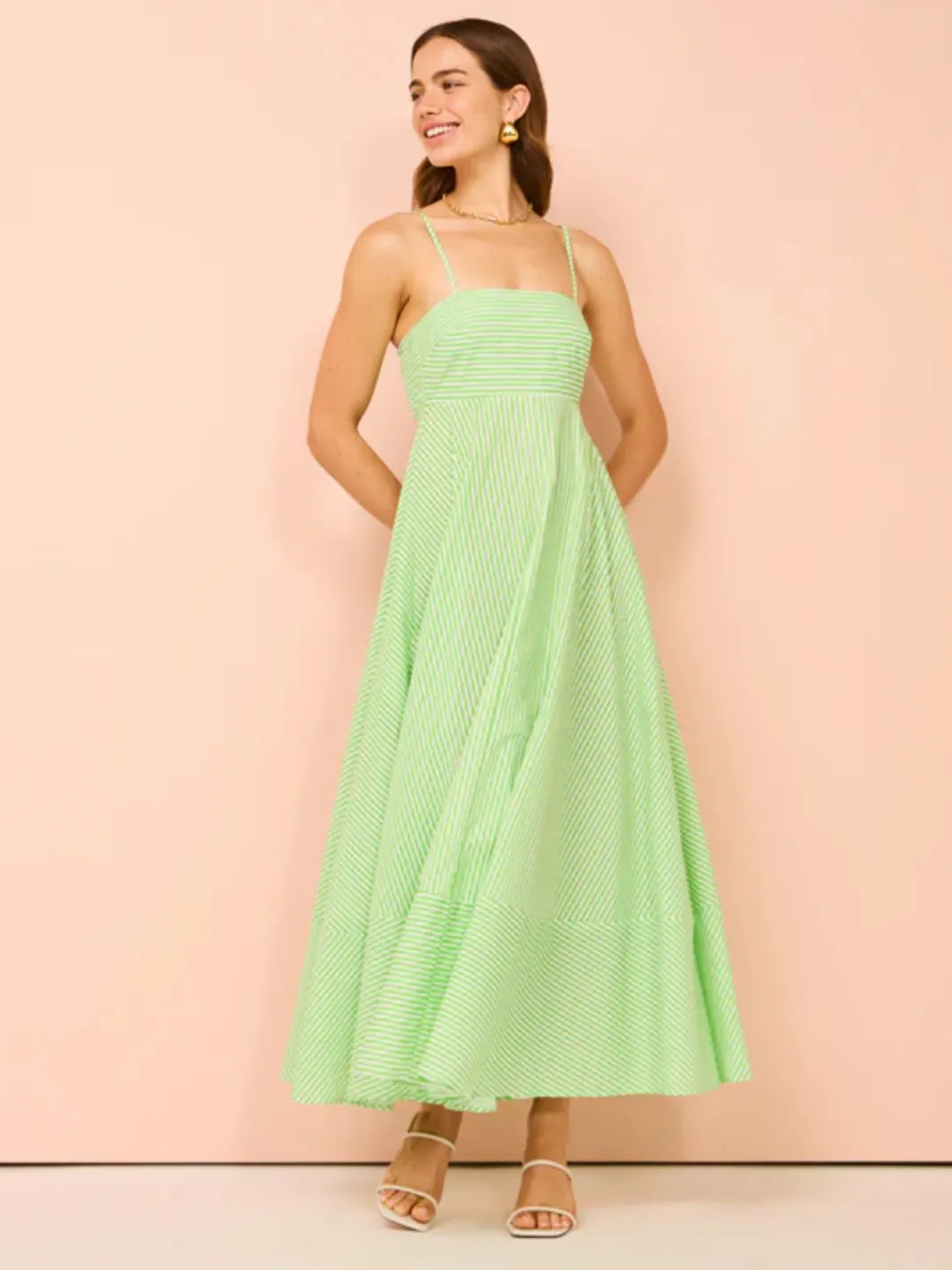 Aston Studio Rue Dress Lime Stripe Size AU 10 for rent on The Volte - main image