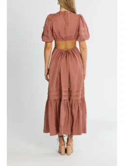 Shona Joy Vega Cut Out Open Back Midi Dress in Rose Size AU 6 for rent on The Volte - image 3