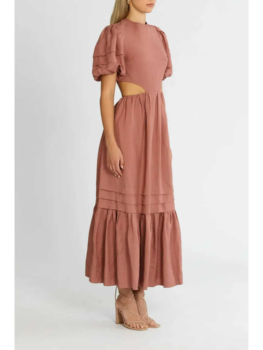 Shona Joy Vega Cut Out Open Back Midi Dress in Rose Size AU 8 for rent on The Volte - main image