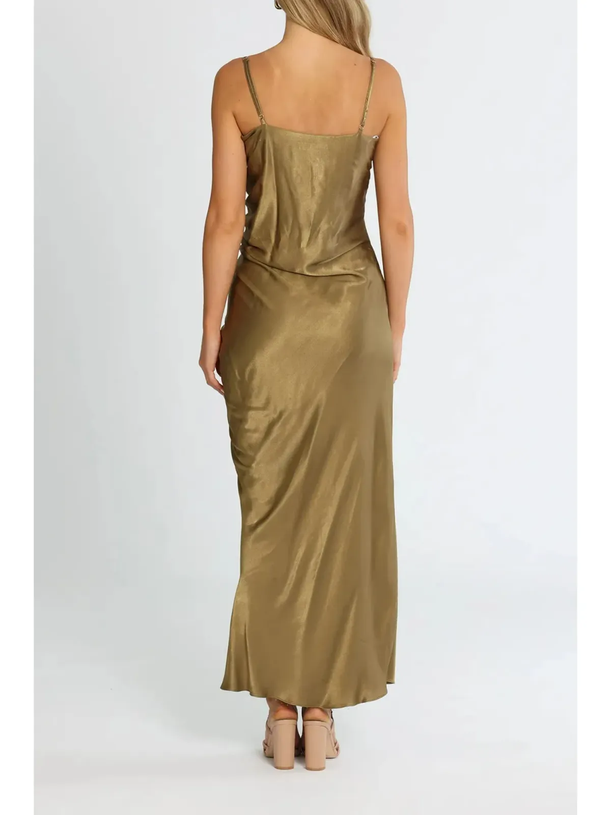 Shona Joy Thalia Bias Ruched Midi Dress in Cumin Size AU 6 - Image 3