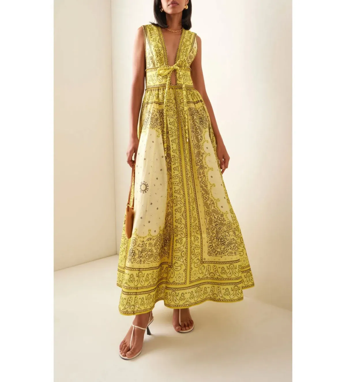 Zimmermann Matchmaker Bow Long Dress in Yellow Bandana Size 2/ AU 12 - Image 1