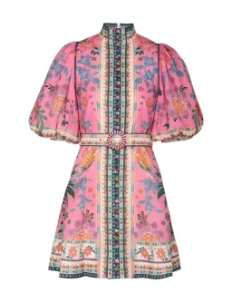 Zimmermann The Ginger Buttoned Mini Dress in Pink Multi Size 2/Au 12 for rent on The Volte - image 4