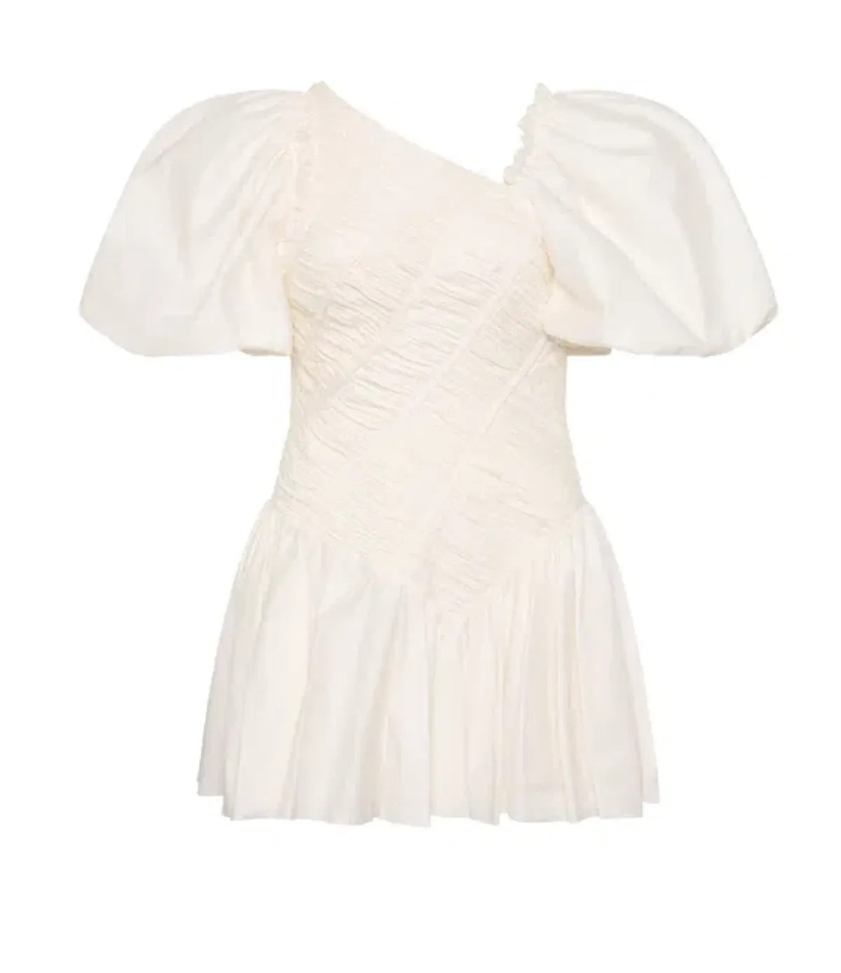 Aje Dawn Drawstring Mini Dress Ivory White Size 6 - Image 4