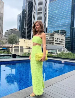 Aje Quintette Textured Bralette and Midi Skirt in Light Lime Green Size 8 for rent on The Volte - image 2