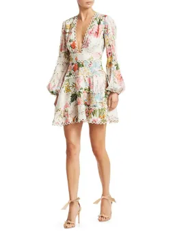 Zimmermann Heathers Flounce Mini Dress Floral Print Size 8 for rent on The Volte - image 1