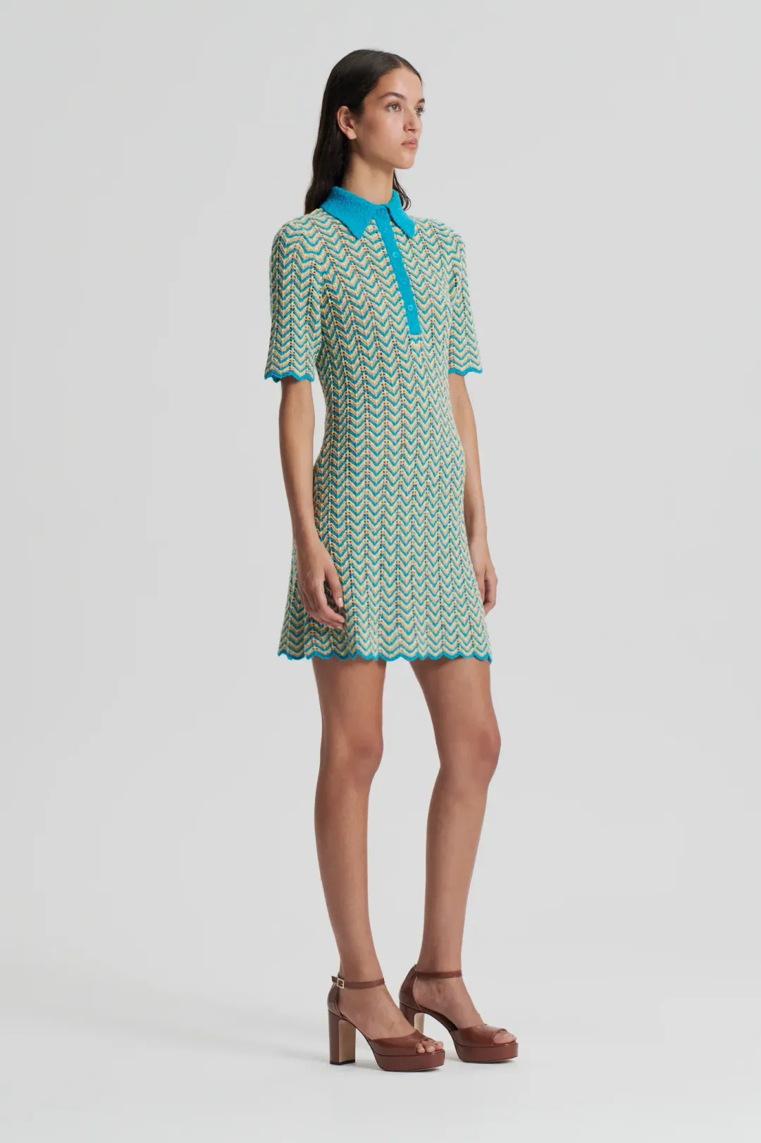 Scanlan Theodore Knit Shirt Dress Turquoise Size XS/ AU 6 for rent on The Volte - main image