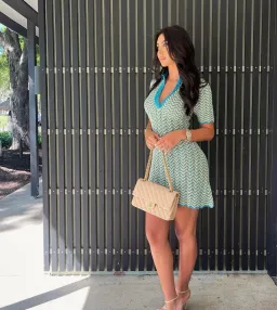 Scanlan Theodore Knit Shirt Dress Turquoise Size XS/ AU 6 for rent on The Volte - image 1