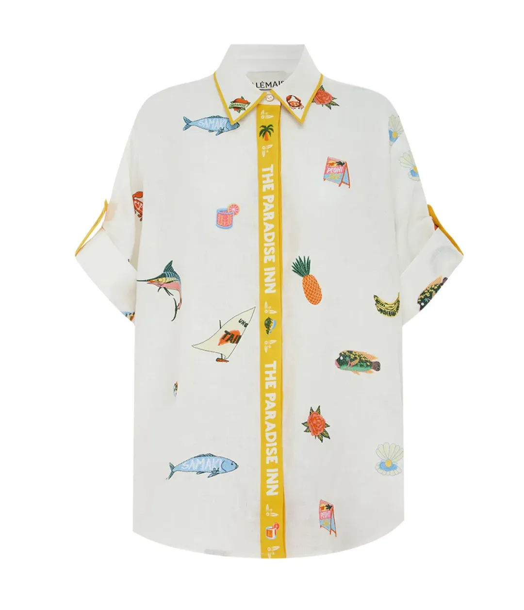 Alemais Blue Marlin Embroidered Shirt and Skirt Set in Cream Size 8 for rent on The Volte - main image