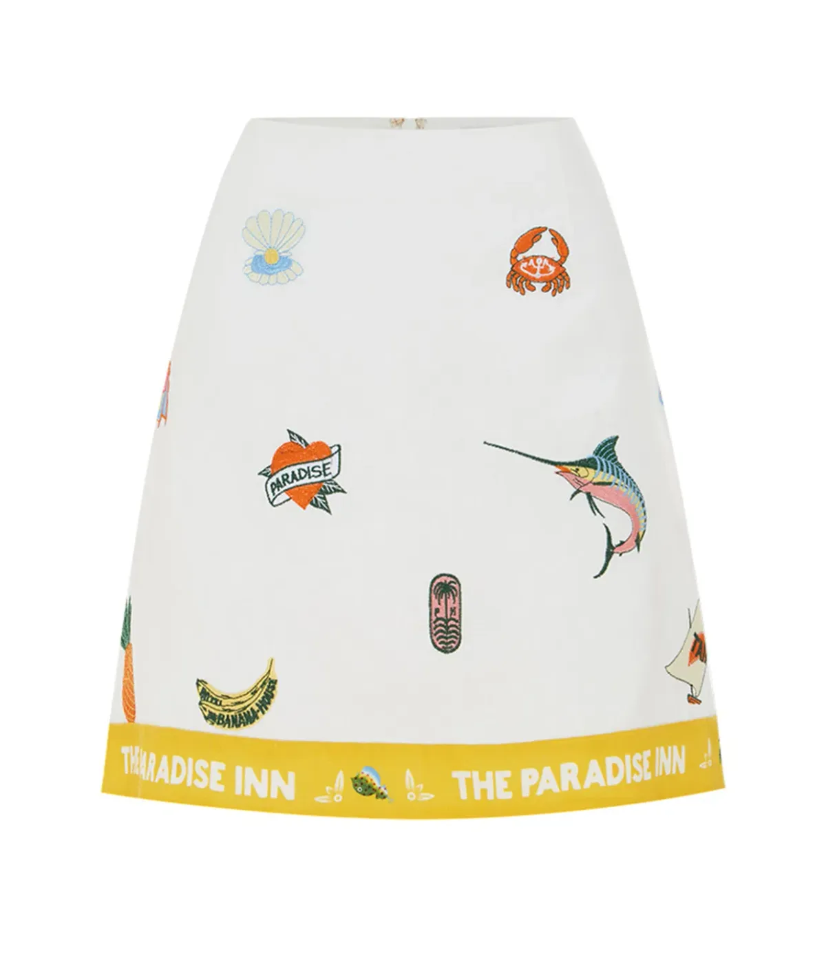 Alemais Blue Marlin Embroidered Shirt and Skirt Set in Cream Size 8 - Image 4