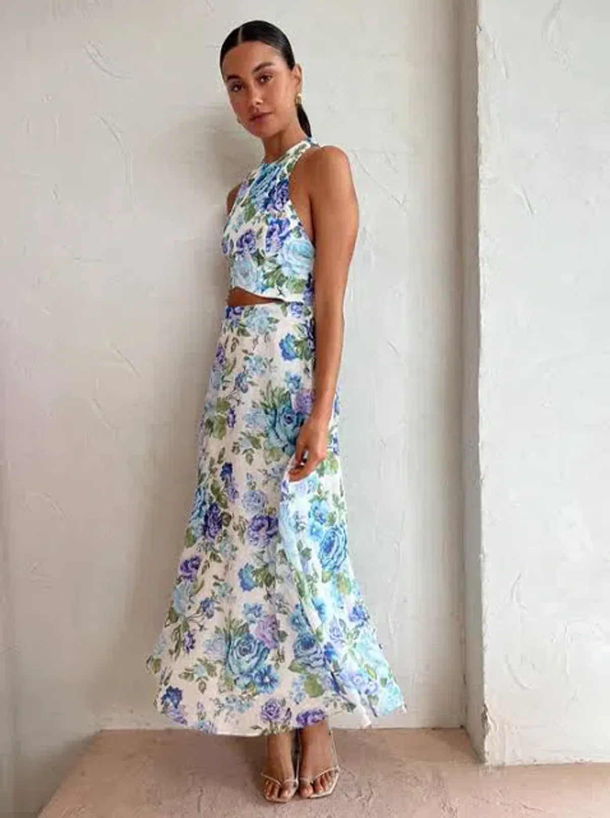 Kate Ford Mojave Braided Dress Belita Blue Floral Size AU 10 - Image 5