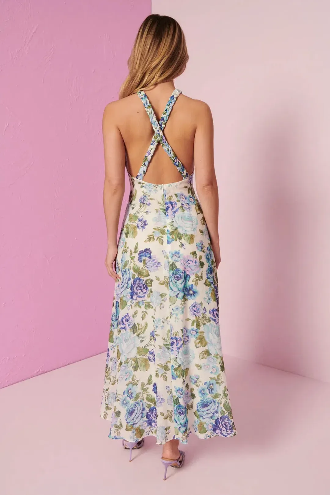 Kate Ford Mojave Braided Dress Belita Blue Floral Size AU 10 for rent on The Volte - main image