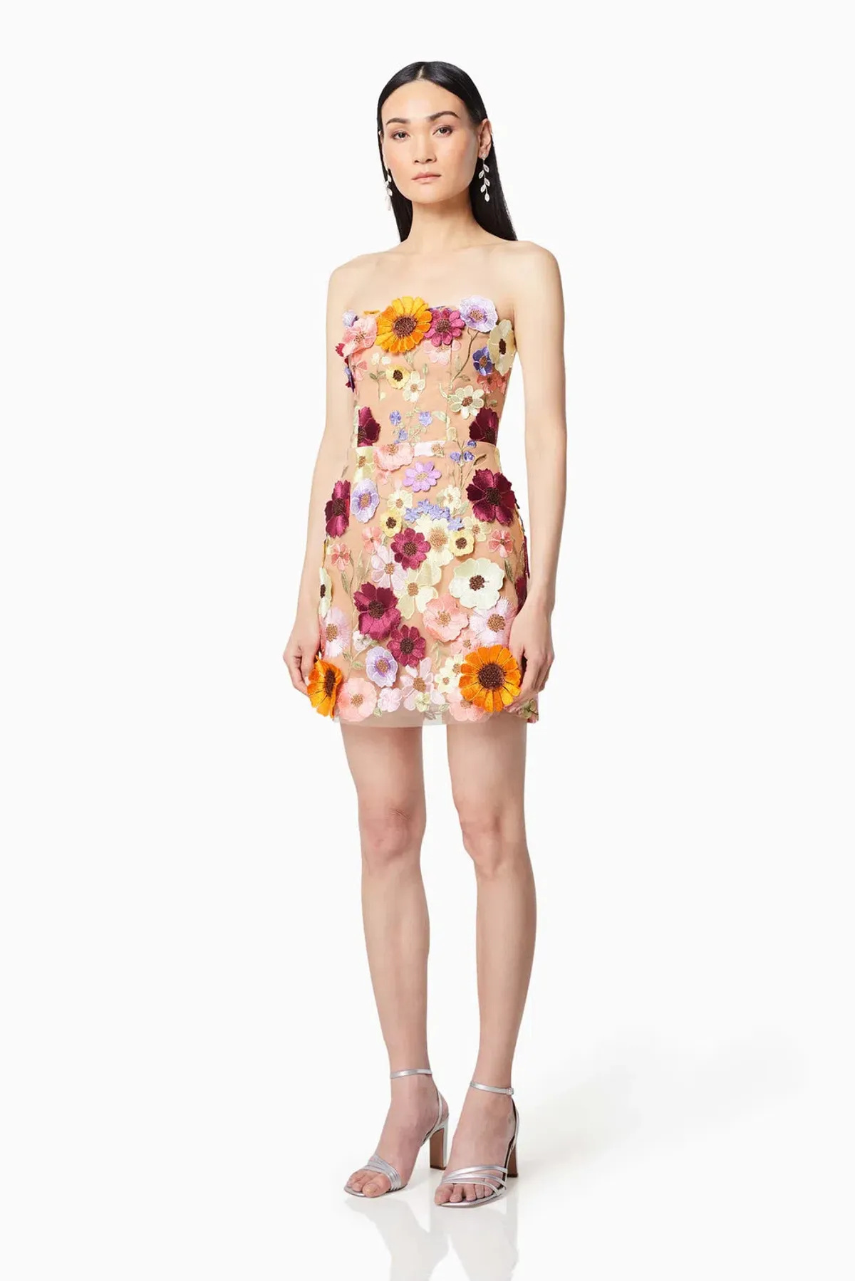 Elliatt Arabella Strapless Mini Dress in Multi Size 10 for rent on The Volte - main image