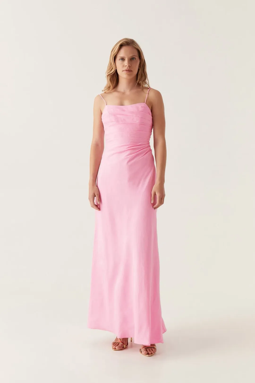 Aje Clarice Draped Maxi Dress Bon Bon Pink Size 12 for rent on The Volte - main image