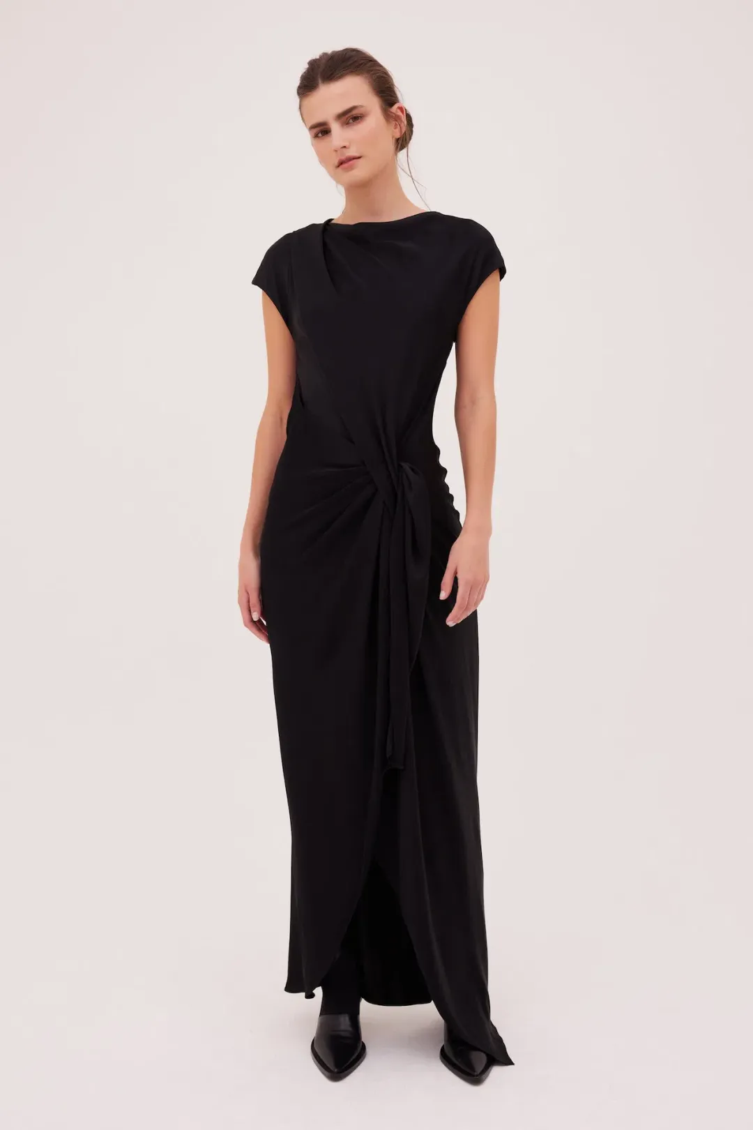 Bianca Spender Eva Satin Crepe Dress Black Size 16 for rent on The Volte - main image