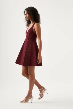 Aje Cast Knit Mini Dress Burgundy Size 8 for rent on The Volte - image 4