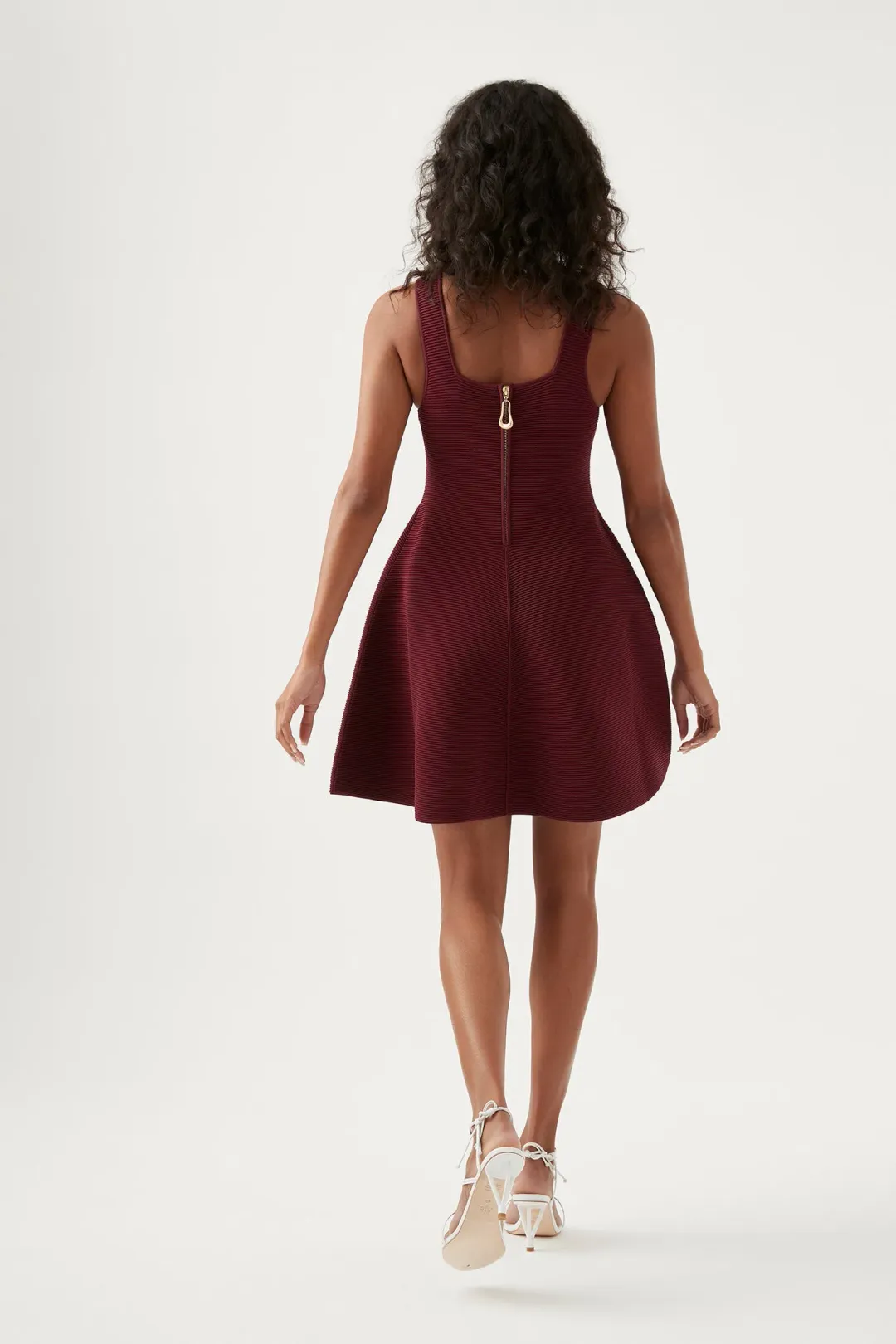 Aje Cast Knit Mini Dress Burgundy Size 8 for rent on The Volte - main image