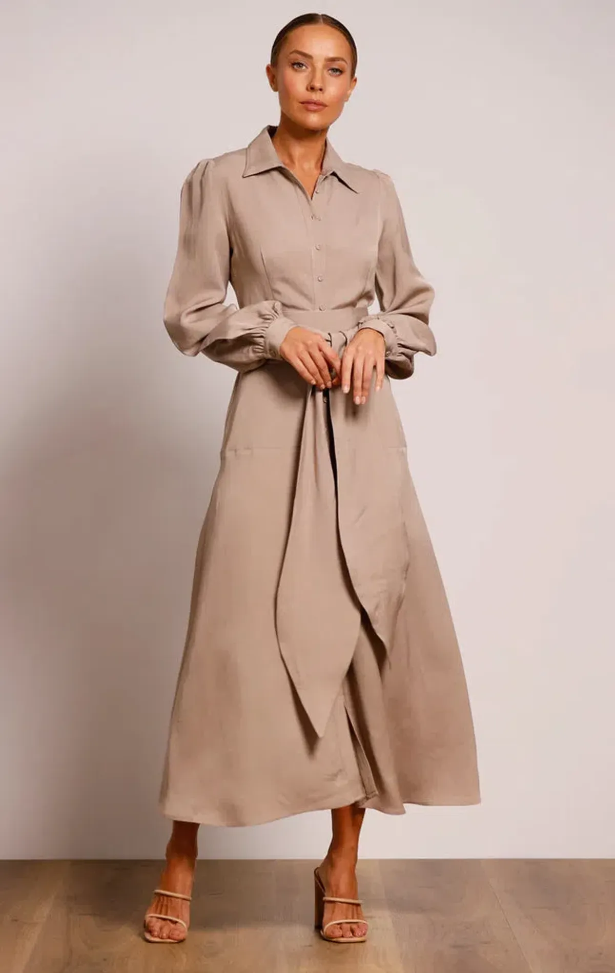 Pasduchas Regalia Shirt Midi Dress Nude Size 8 - Image 1