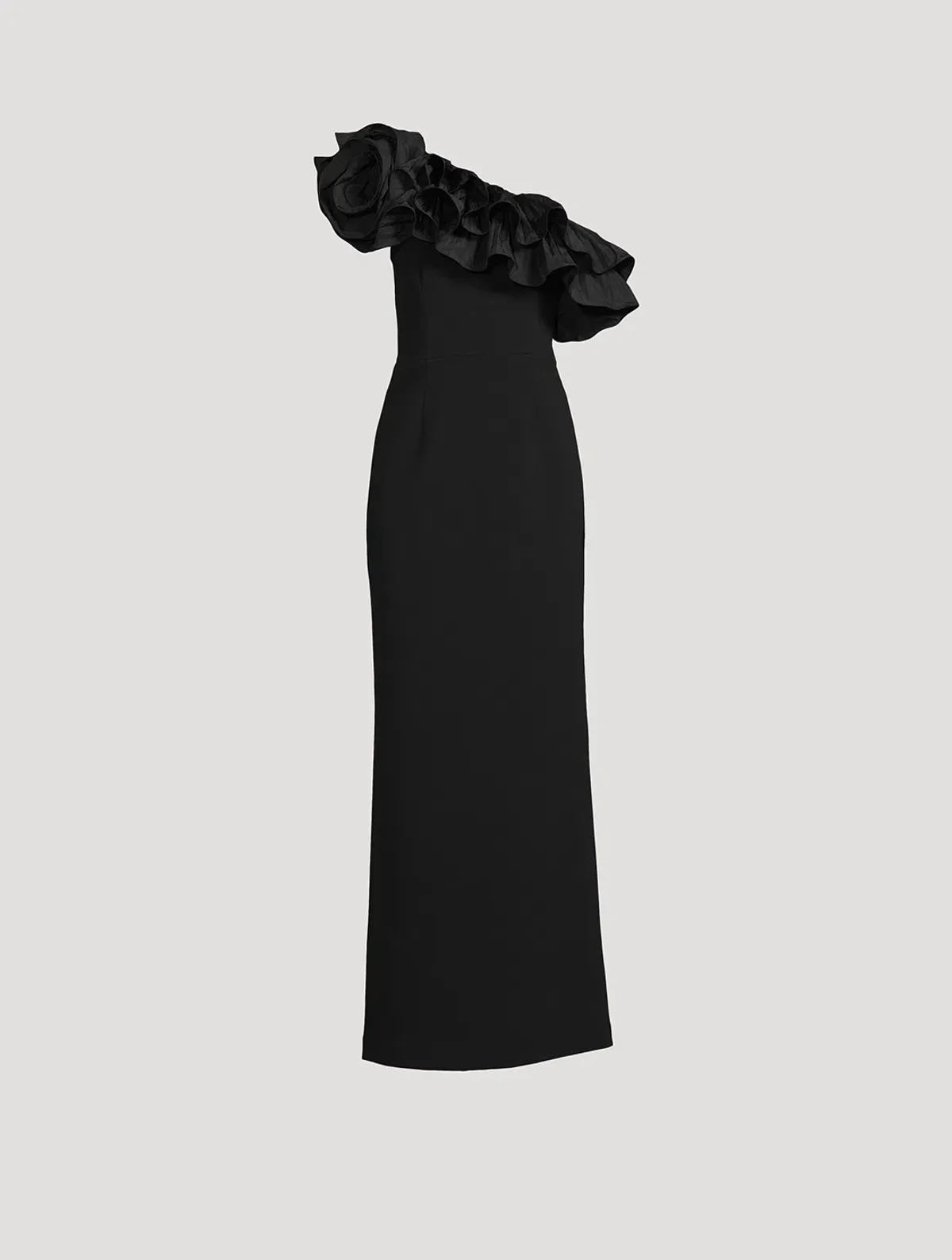 Rebecca Vallance Chloe One-Shoulder Taffeta-Trimmed Stretch Gown Black Size 6 - Image 3