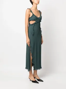 Acne Studios Ruffle Cut-Out Dress Green Size 10 for rent on The Volte - image 2