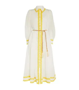 Zimmermann Cira Drop Waist Shirt Dress Ivory Yellow Size 3 / AU 14 for rent on The Volte - image 3