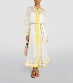 Zimmermann Cira Drop Waist Shirt Dress Ivory Yellow Size 3 / AU 14 for rent on The Volte - image 1