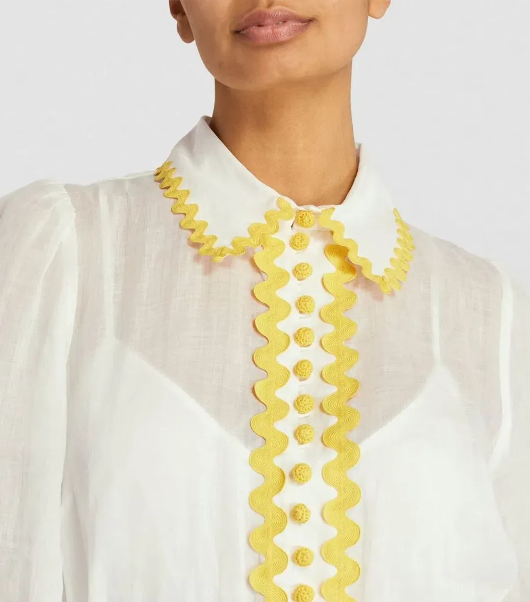 Zimmermann Cira Drop Waist Shirt Dress Ivory Yellow Size 3 / AU 14 for rent on The Volte - main image