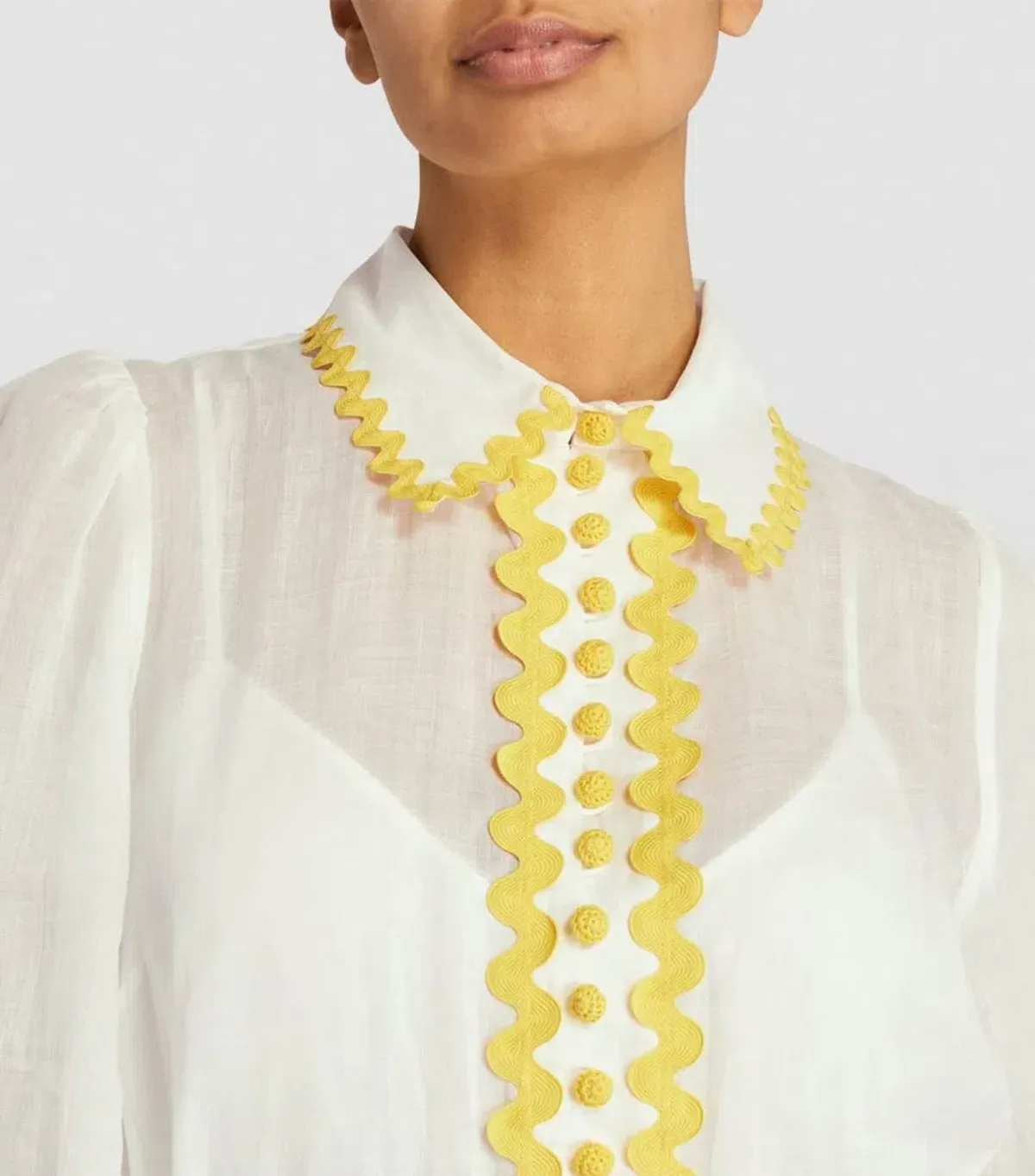 Zimmermann Cira Drop Waist Shirt Dress Ivory Yellow Size 3 / AU 14 - Image 2