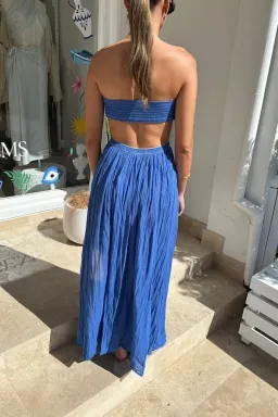 D'Artemide Chloe Strapless Cotton Dress Royal Blue One Size for rent on The Volte - image 3