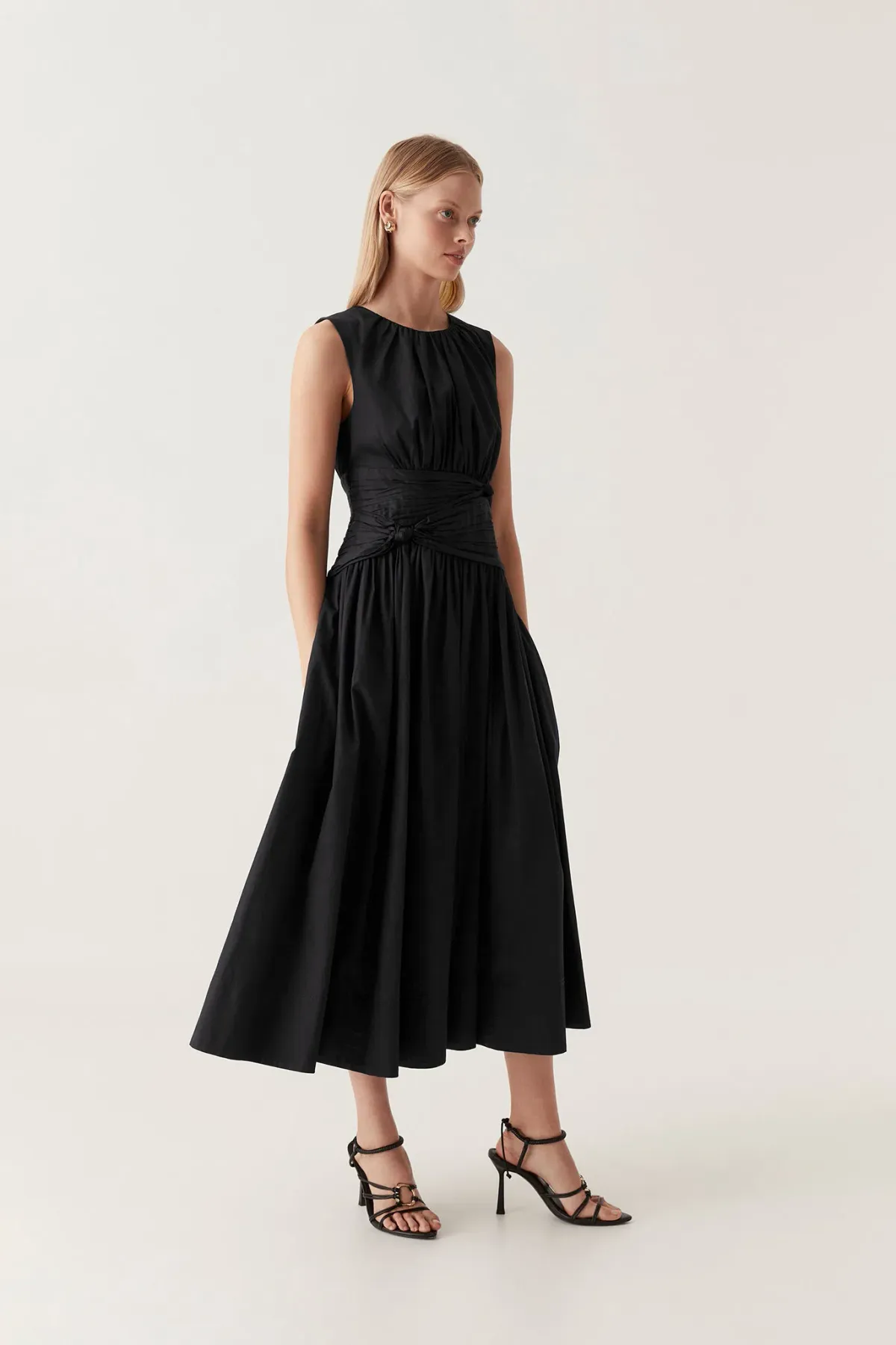 Aje Agatha Knot Waist Midi Dress Black Size 12 - Image 5