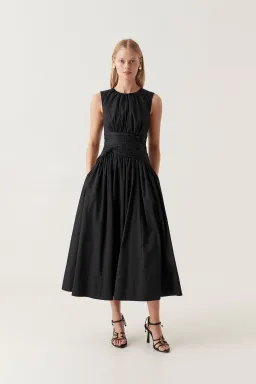 Aje Agatha Knot Waist Midi Dress Black Size 12 for rent on The Volte - image 2