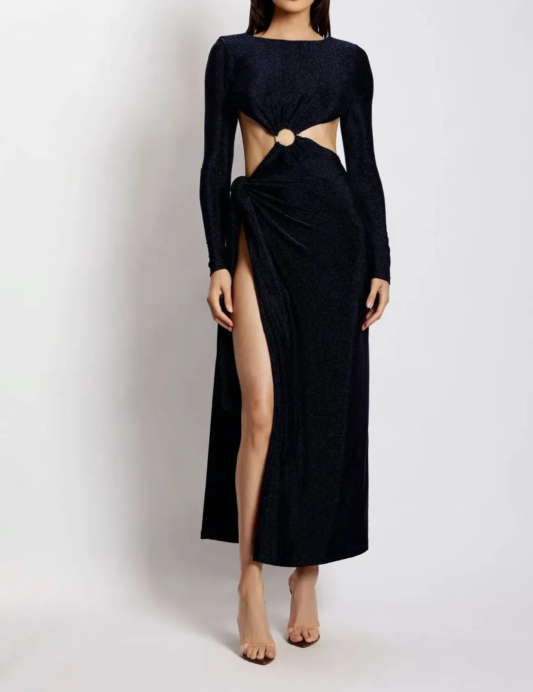 Meshki Christina Backless Dress Navy Shimmer Size S / AU 8 for rent on The Volte - main image