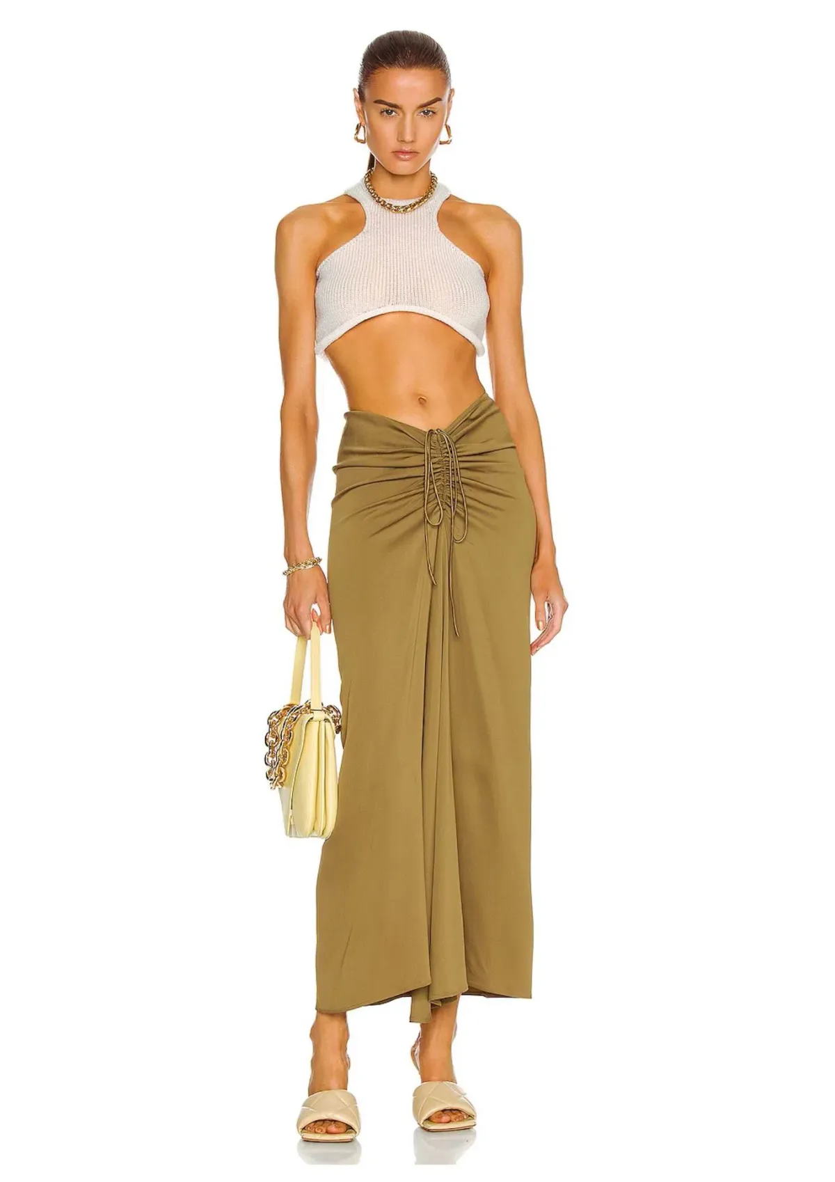 Christopher Esber Ruched Skirt Olive Green Size 6 - Image 1