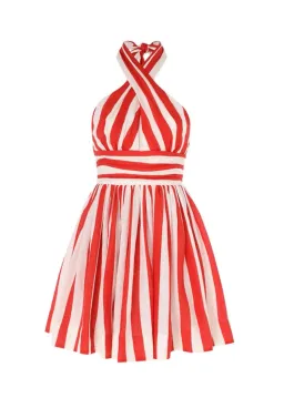 Zimmermann The Alight Halter Mini Dress in Red/Cream Stripe Size 0P / AU 6 for rent on The Volte - image 4